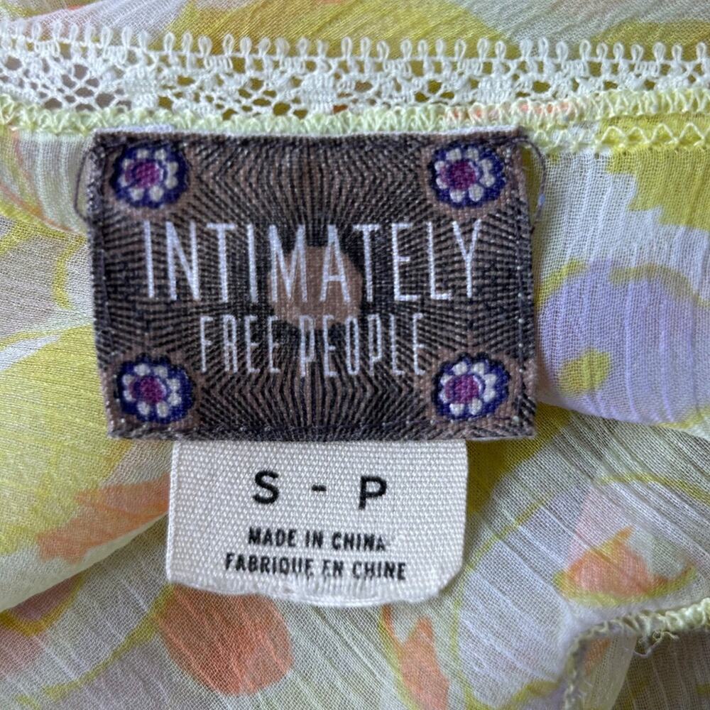 Free People Intimately Floral Babydoll Nightgown Yellow Sheer Babydoll Dress S - Picture 4 of 9